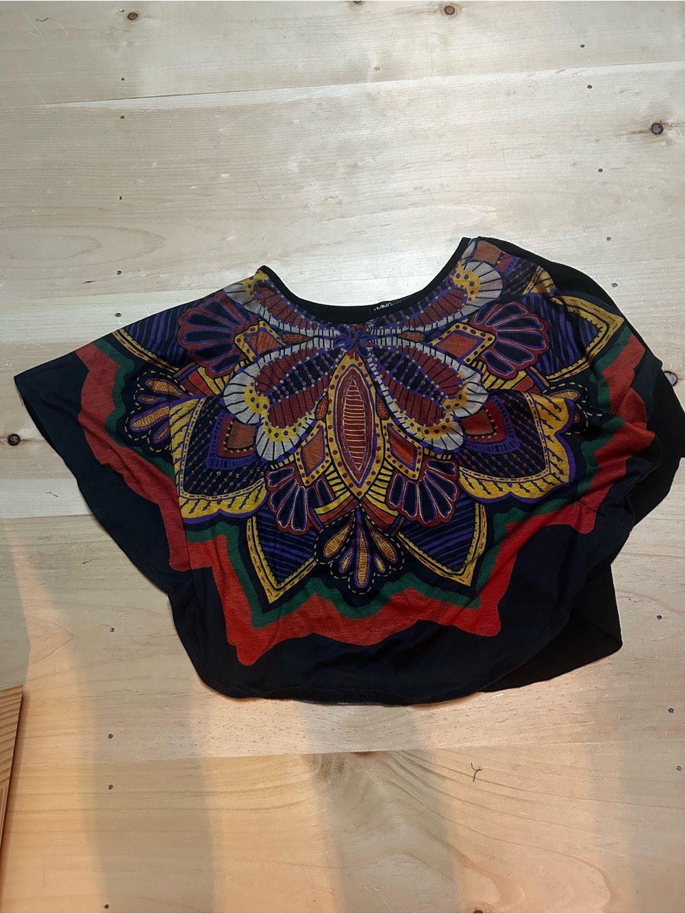 living doll Multicolor Boho Floral Tunic with Navy Base